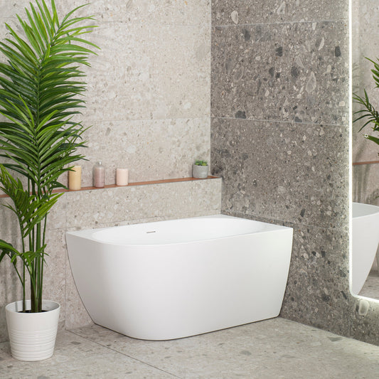 Byron Egg 47 inch Acrylic Freestanding Right Corner Bathtub, Matte White
