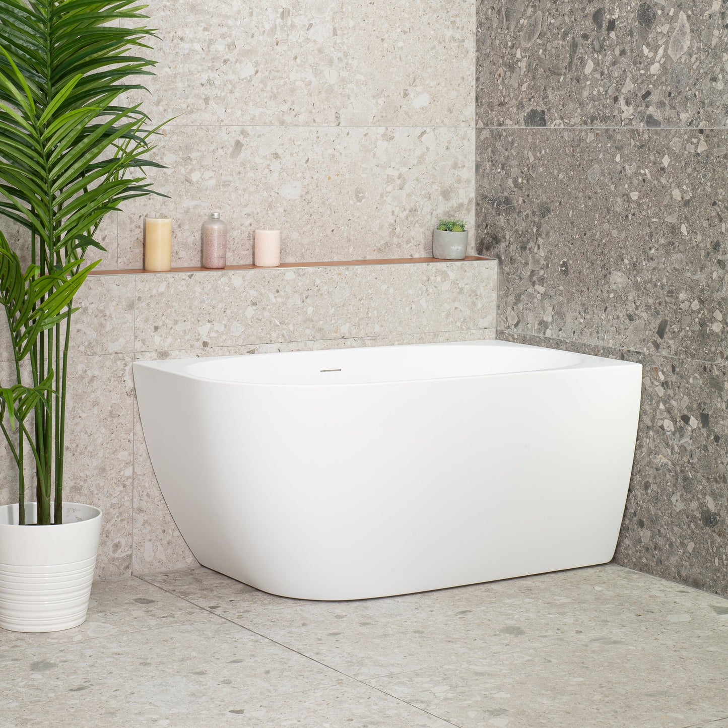 Byron Egg 47 inch Acrylic Freestanding Right Corner Bathtub, Matte White