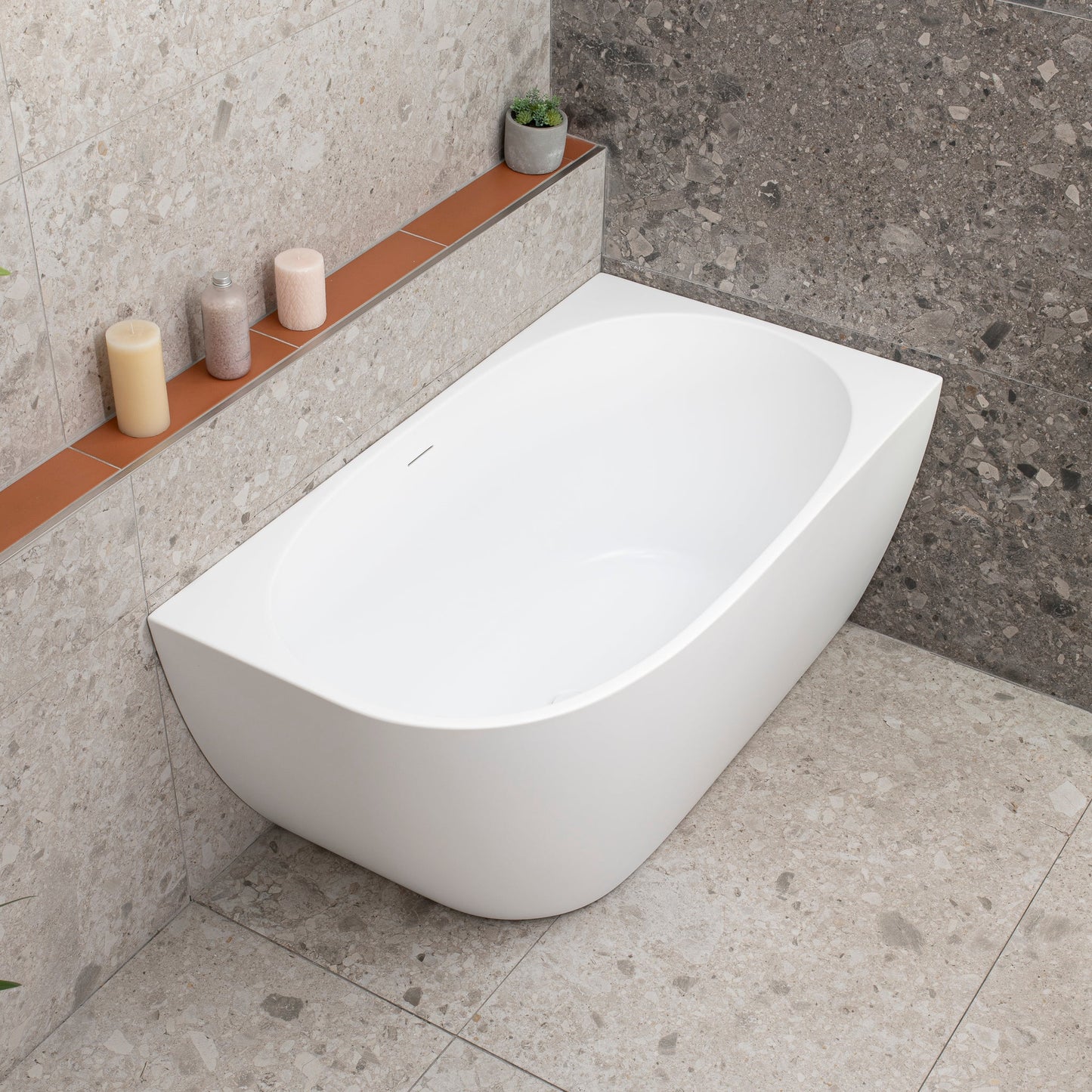 Byron Egg 47 inch Acrylic Freestanding Right Corner Bathtub, Matte White