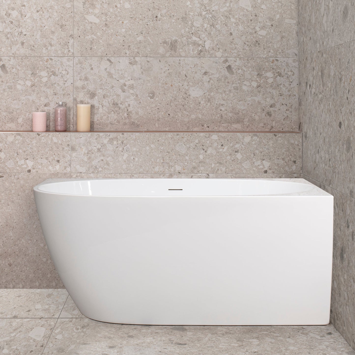 Byron Egg 51 inch Acrylic Freestanding Right Corner Bathtub, Gloss White