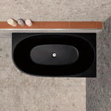 Byron Egg 51 inch Acrylic Freestanding Right Corner Bathtub, Matte Black