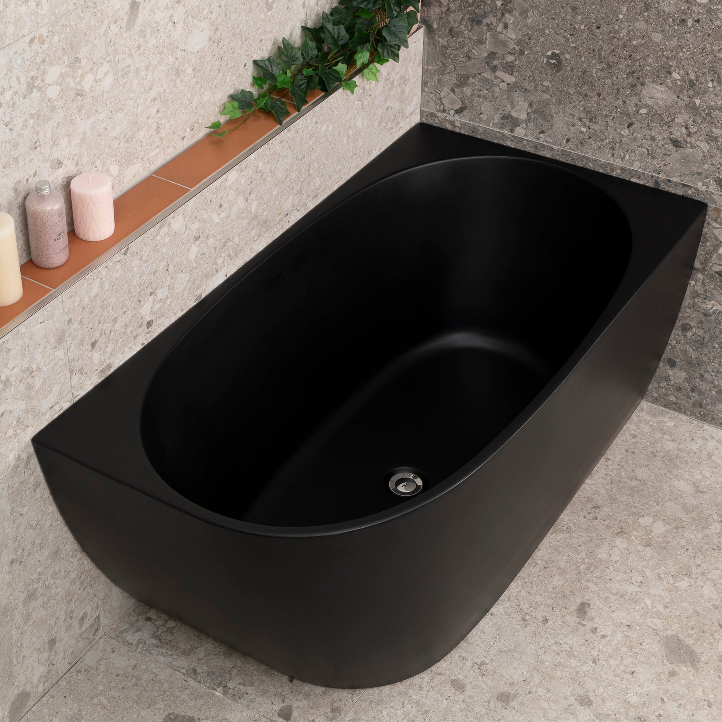 Byron Egg 1300mm Right Corner Freestanding Bath, Matte Black