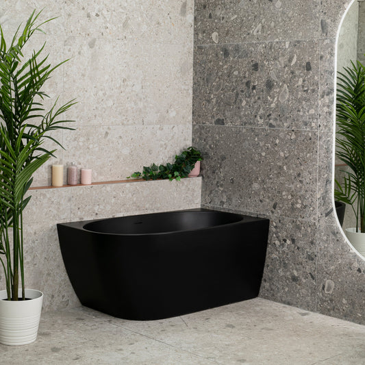 Byron Egg 1300mm Right Corner Freestanding Bath, Matte Black