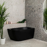 Byron Egg 51 inch Acrylic Freestanding Right Corner Bathtub, Matte Black