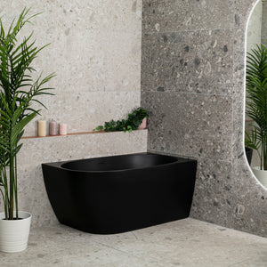 Byron Egg 51 inch Acrylic Freestanding Right Corner Bathtub, Matte Black