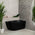 Byron Egg 51 inch Acrylic Freestanding Right Corner Bathtub, Matte Black