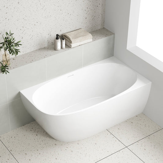 Byron Egg 1400mm Right Corner Freestanding Bath, Gloss White