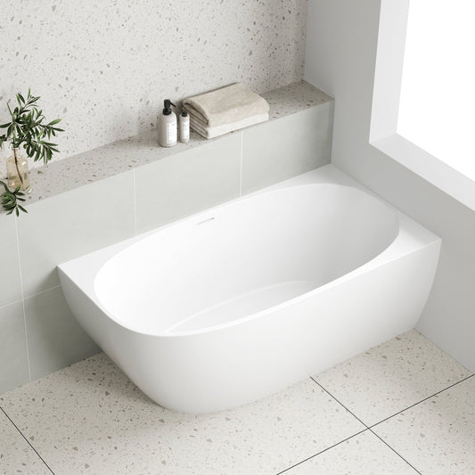 Byron Egg 1400mm Right Corner Freestanding Bath, Matte White