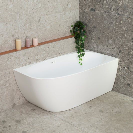 Byron Egg 55 inch Acrylic Freestanding Right Corner Bathtub, Matte White