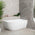 Byron Egg 59 inch Acrylic Freestanding Right Corner Bathtub, Gloss White