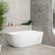 Byron Egg 59 inch Acrylic Freestanding Right Corner Bathtub, Gloss White