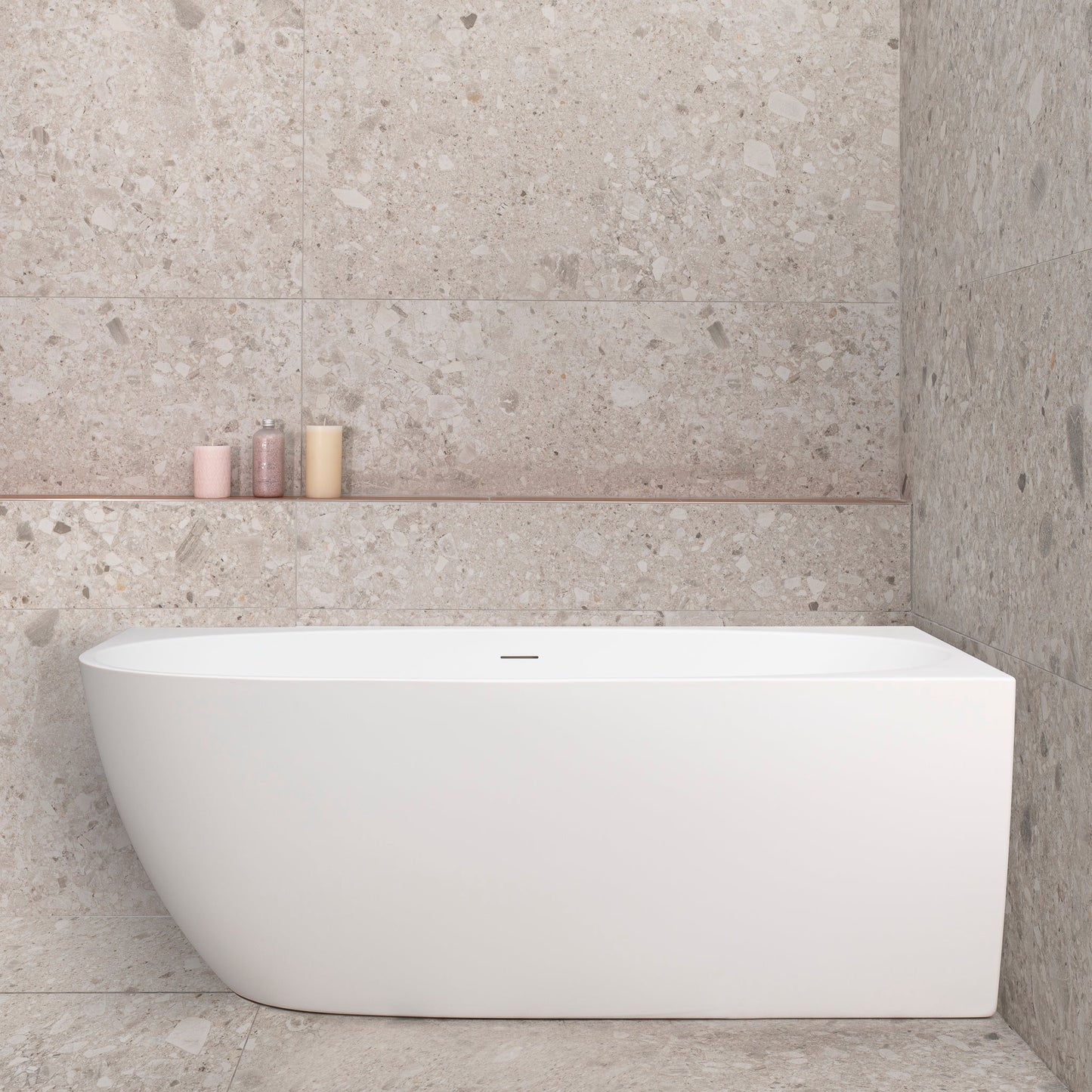 Byron Egg 1500mm Right Corner Freestanding Bath, Gloss White