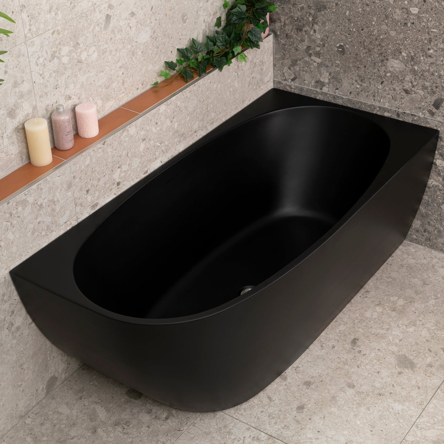 Byron Egg 1500mm Right Corner Freestanding Bath, Matte Black