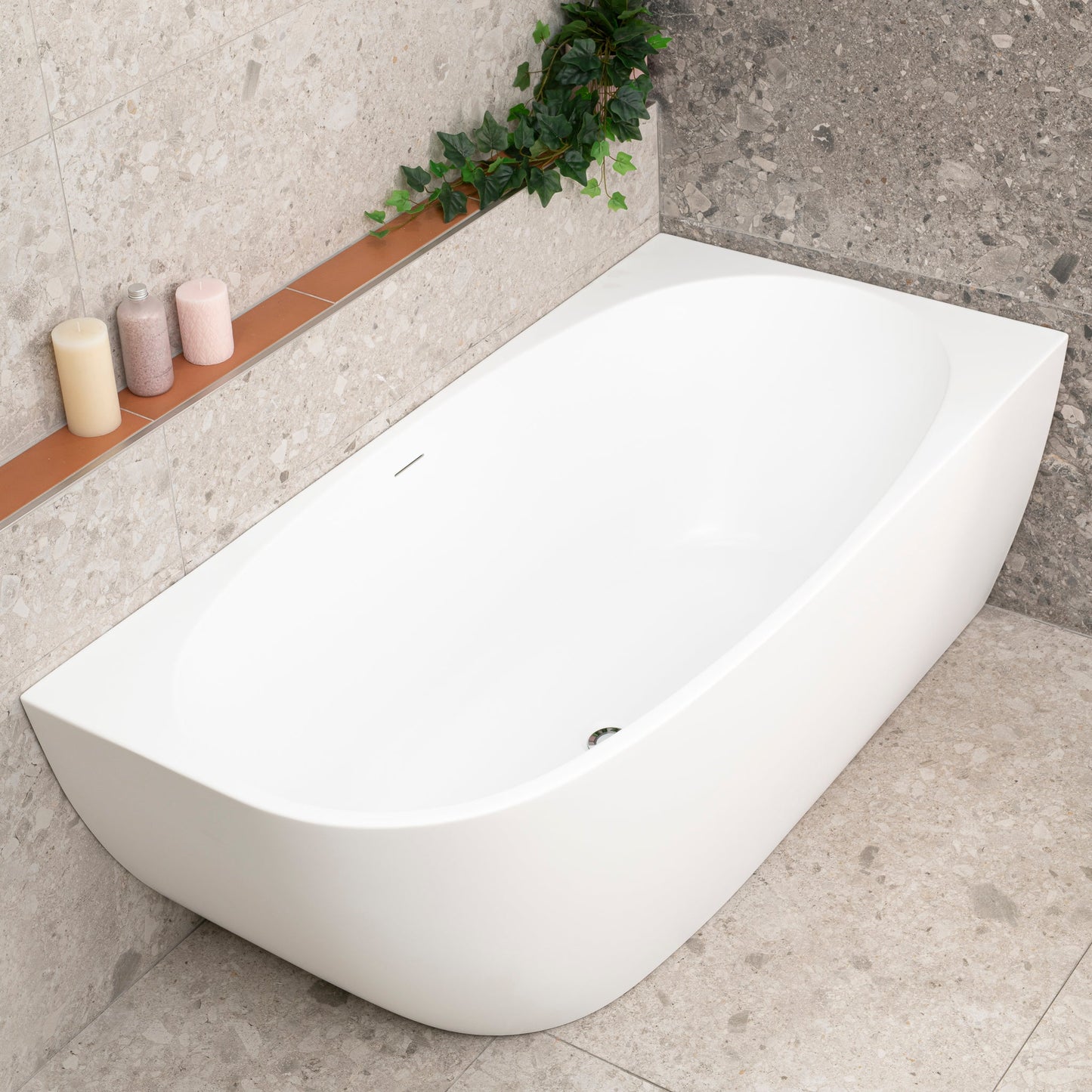 Byron Egg 59 inch Acrylic Freestanding Right Corner Bathtub, Matte White
