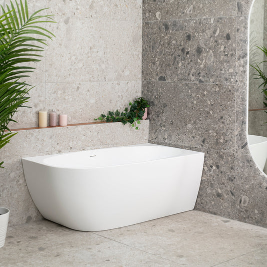 Byron Egg 1500mm Right Corner Freestanding Bath, Matte White