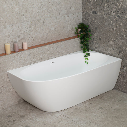 Byron Egg 63 inch Acrylic Freestanding Right Corner Bathtub, Matte White