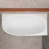 Byron Egg 63 inch Acrylic Freestanding Right Corner Bathtub, Matte White