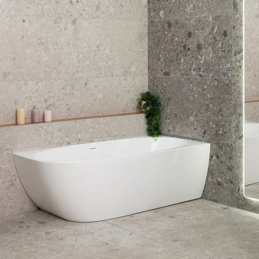 Byron Egg 67 inch Acrylic Freestanding Right Corner Bathtub, Gloss White