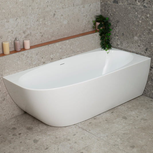 Byron Egg 67 inch Acrylic Freestanding Right Corner Bathtub, Gloss White