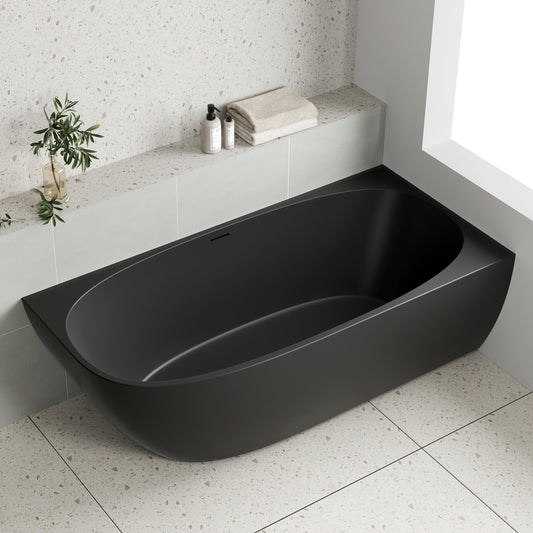 Byron Egg 1700mm Right Corner Freestanding Bath, Matte Black