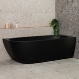 Byron Egg 67 inch Acrylic Freestanding Right Corner Bathtub, Matte Black
