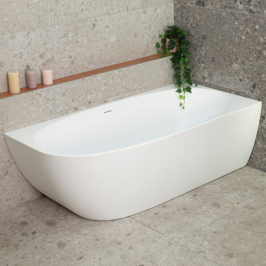 Byron Egg 67 inch Acrylic Freestanding Right Corner Bathtub, Matte White