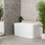 Estus 51 inch Acrylic Freestanding Back to Wall Japanese Soaking Bathtub with Seat, Gloss White