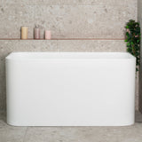 Estus 51 inch Acrylic Freestanding Back to Wall Japanese Soaking Bathtub with Seat, Gloss White