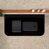 Estus 51 inch Acrylic Freestanding Back to Wall Japanese Soaking Bathtub with Seat, Matte Black