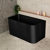 Estus 51 inch Acrylic Freestanding Back to Wall Japanese Soaking Bathtub with Seat, Matte Black