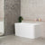 Estus 51 inch Acrylic Freestanding Back to Wall Japanese Soaking Bathtub with Seat, Matte White