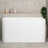 Estus 51 inch Acrylic Freestanding Back to Wall Japanese Soaking Bathtub with Seat, Matte White
