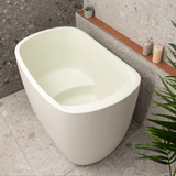 Ofuro 47 inch Acrylic Freestanding Extra Height Japanese Soaking Bathtub with Seat, Matte Light Pistachio - SPECIAL EDITION