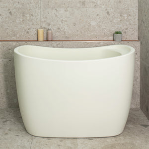 Ofuro 47 inch Acrylic Freestanding Extra Height Japanese Soaking Bathtub with Seat, Matte Light Pistachio - SPECIAL EDITION