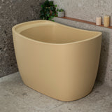 Ofuro 47 inch Acrylic Freestanding Extra Height Japanese Soaking Bathtub with Seat, Matte Vanilla Beige - SPECIAL EDITION