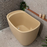 Ofuro 47 inch Acrylic Freestanding Extra Height Japanese Soaking Bathtub with Seat, Matte Vanilla Beige - SPECIAL EDITION