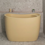 Ofuro 47 inch Acrylic Freestanding Extra Height Japanese Soaking Bathtub with Seat, Matte Vanilla Beige - SPECIAL EDITION