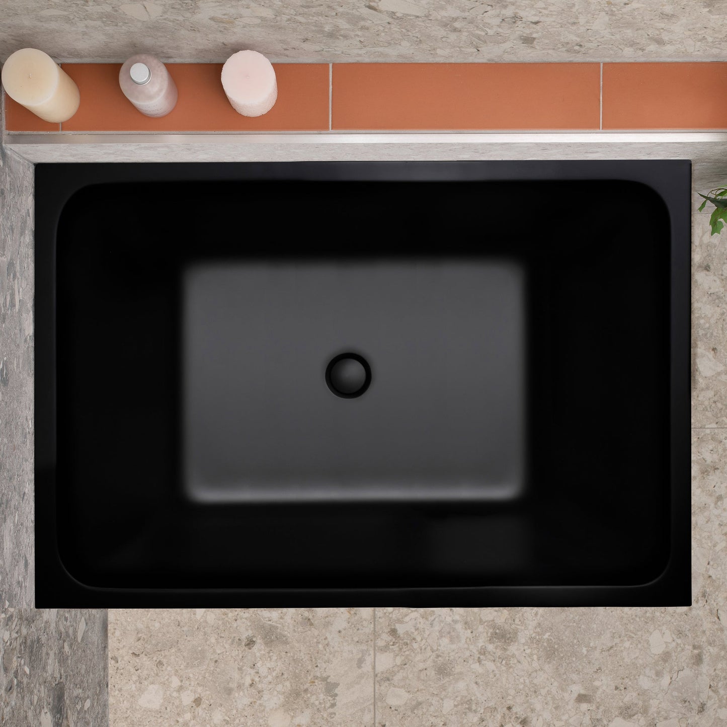 Cubix Extra Height 39 inch Acrylic Freestanding Japanese Soaking Bathtub, Matte Black