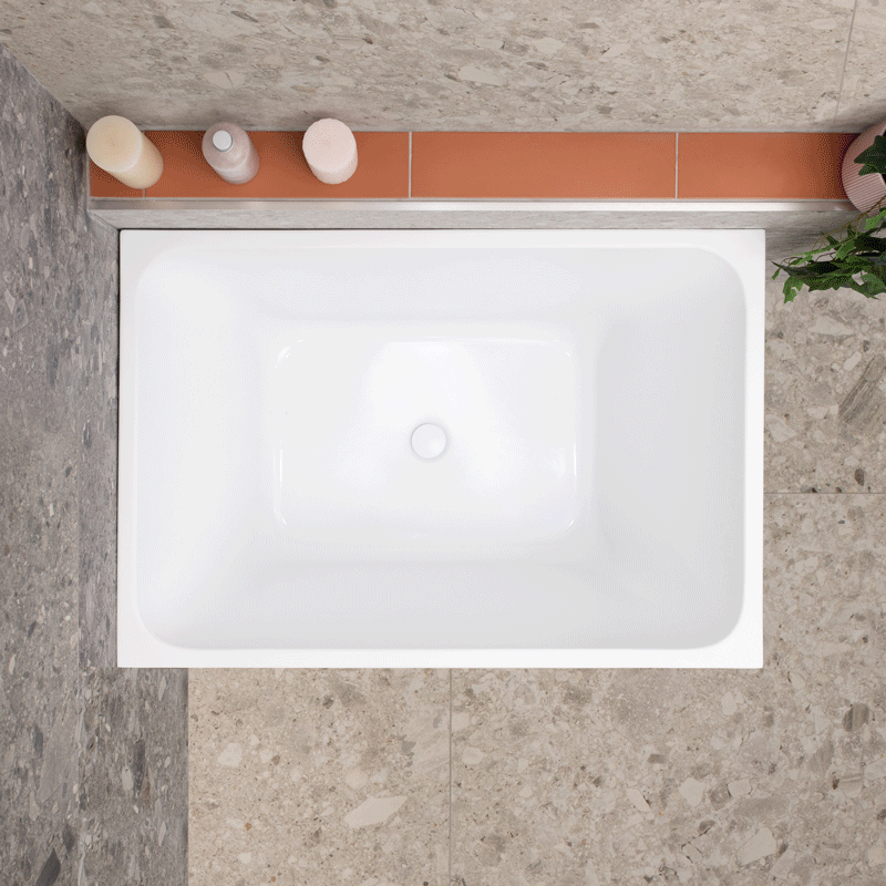 Cubix Extra Height 39 inch Acrylic Freestanding Japanese Soaking Bathtub, Matte White