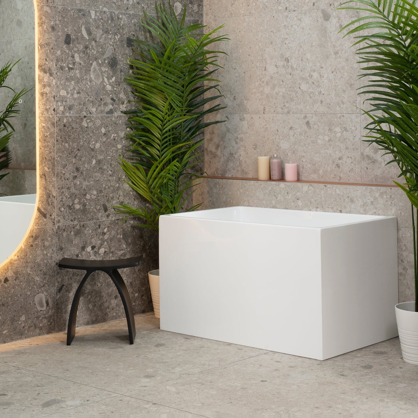 Cubix Extra Height 43 inch Acrylic Freestanding Japanese Soaking Bathtub, Gloss White