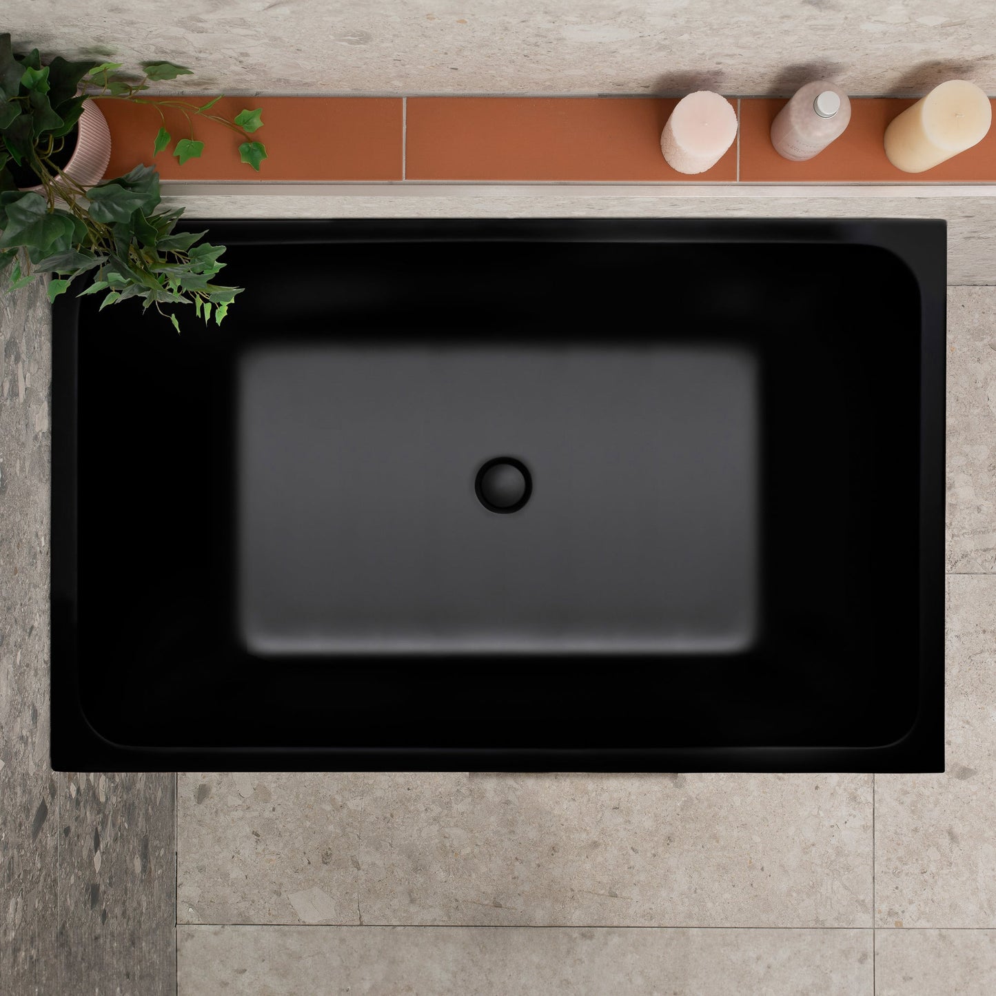 Cubix Extra Height 43 inch Acrylic Freestanding Japanese Soaking Bathtub, Matte Black