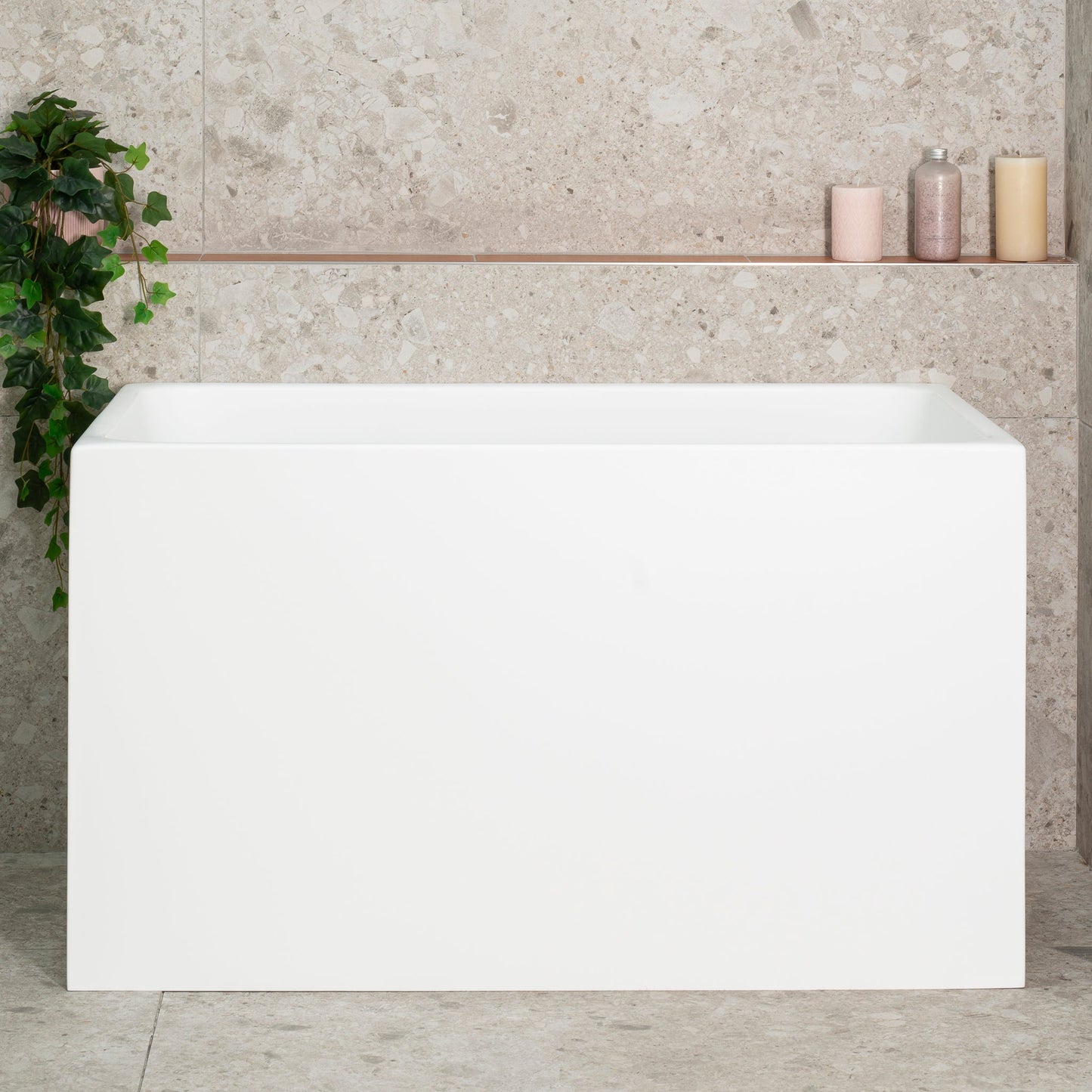 Cubix Extra Height 43 inch Acrylic Freestanding Japanese Soaking Bathtub, Matte White