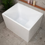 Hicube Multifit 39 inch Acrylic Freestanding Japanese Freestanding Bathtub with Seat, Gloss White