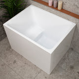 Hicube Multifit 39 inch Acrylic Freestanding Japanese Freestanding Bathtub with Seat, Gloss White