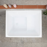 Hicube Multifit 39 inch Acrylic Freestanding Japanese Freestanding Bathtub with Seat, Gloss White