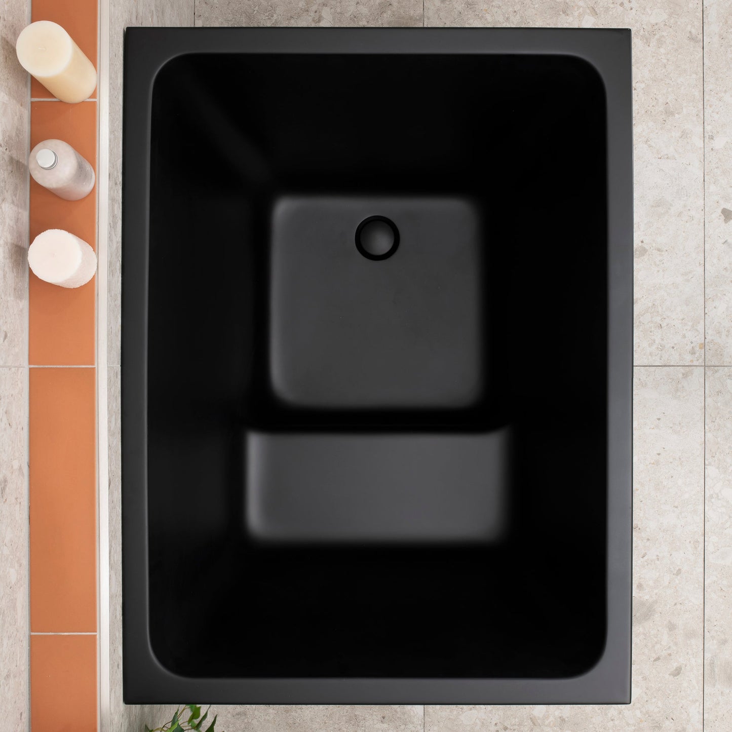 Hicube Multifit 39 inch Acrylic Freestanding Japanese Freestanding Bathtub with Seat, Matte Black