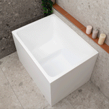 Hicube Multifit 39 inch Acrylic Freestanding Japanese Freestanding Bathtub with Seat, Matte White