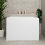 Hicube Multifit 39 inch Acrylic Freestanding Japanese Freestanding Bathtub with Seat, Matte White