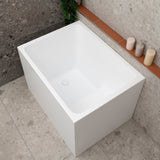 Hicube Multifit 39 inch Acrylic Freestanding Japanese Freestanding Bathtub with Seat, Matte White