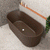 Agora Groove 67 inch Acrylic Freestanding Fluted Oval Freestanding Bathtub, Matte Chocolate Brown - SPECIAL EDITION